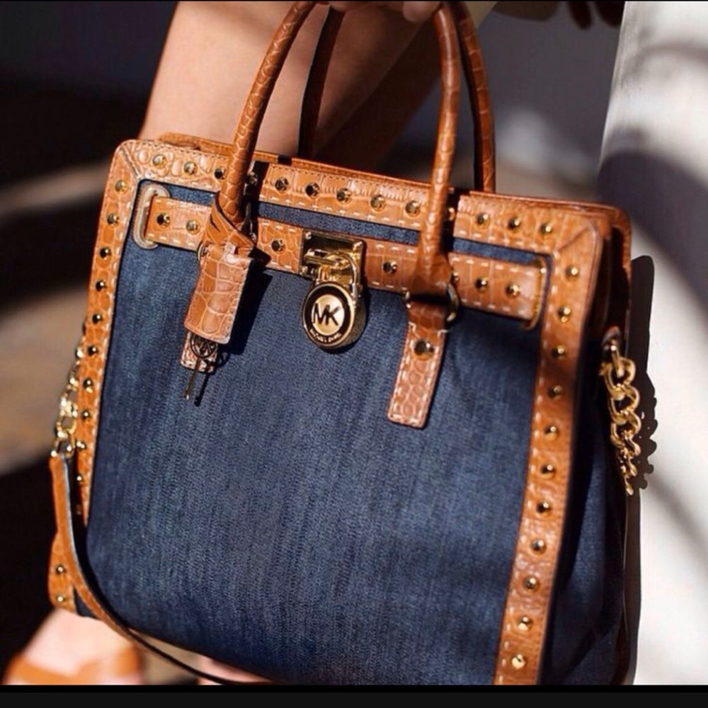 Michael Kors Hamilton Studded Denim Purse